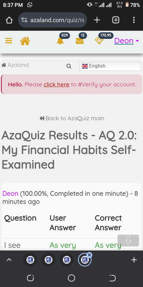 Deon's Quiz Result