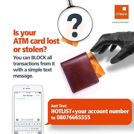 Gtb special sms card hotlist